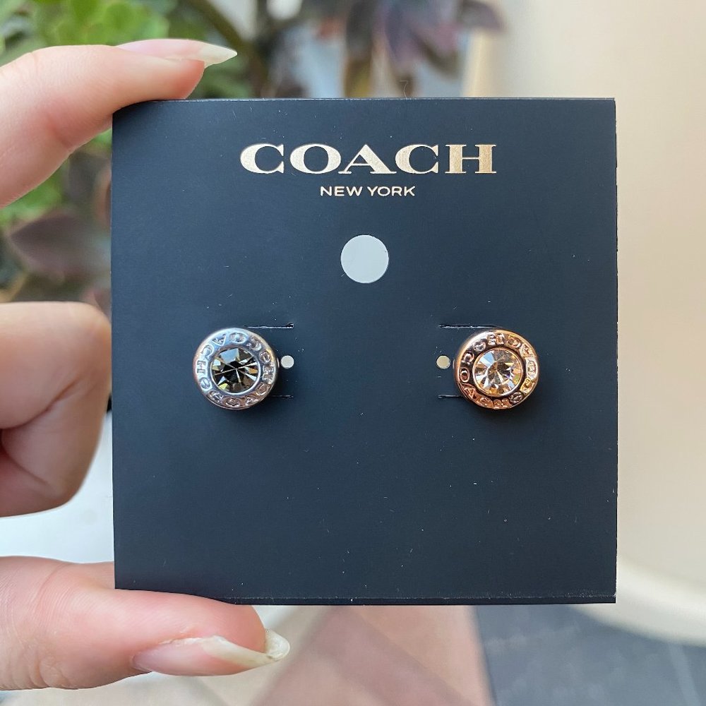 Coach Open Circle Stone Strand Earrings